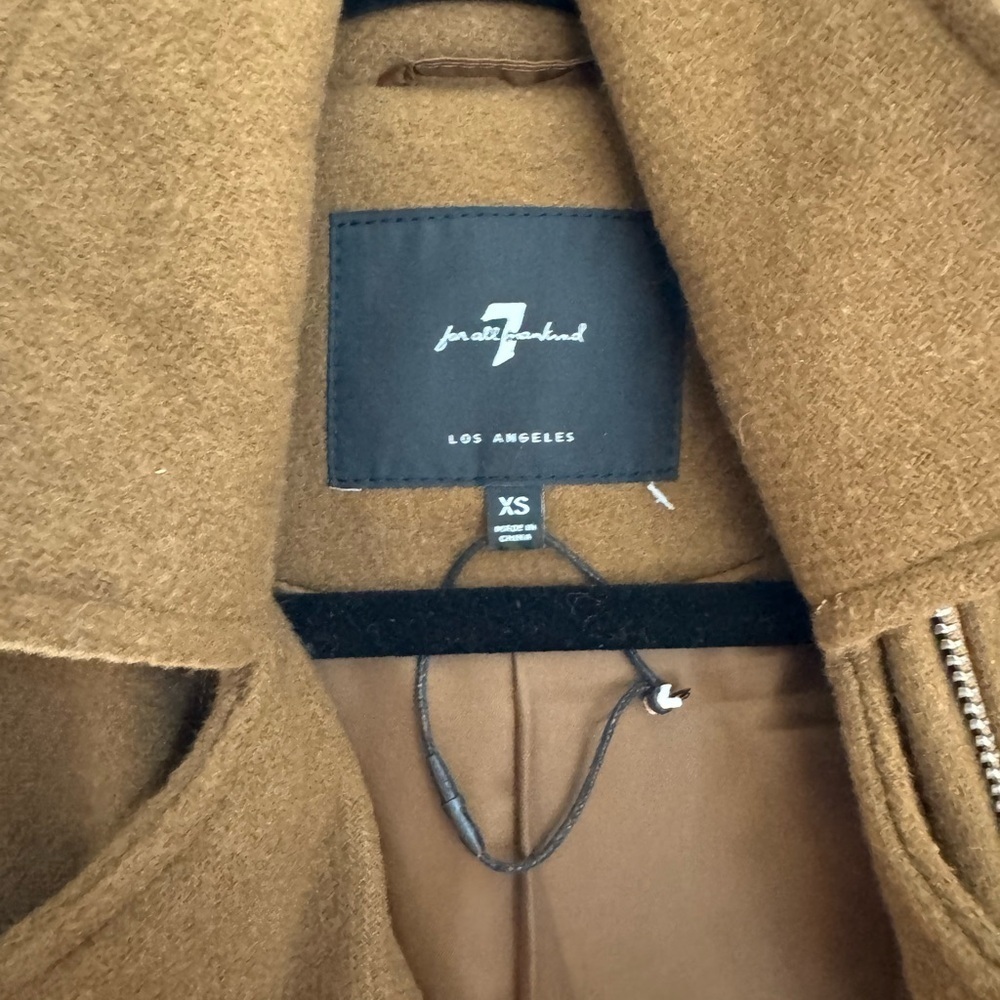 7 For All Mankind Camel Wool Moto Vest Longline Minimalist XS - Picture 2 of 6
